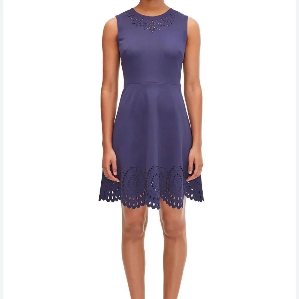 Kate Spade ♠️ New York cutwork ponte sleeveless dress in SQUID INK NWT $248